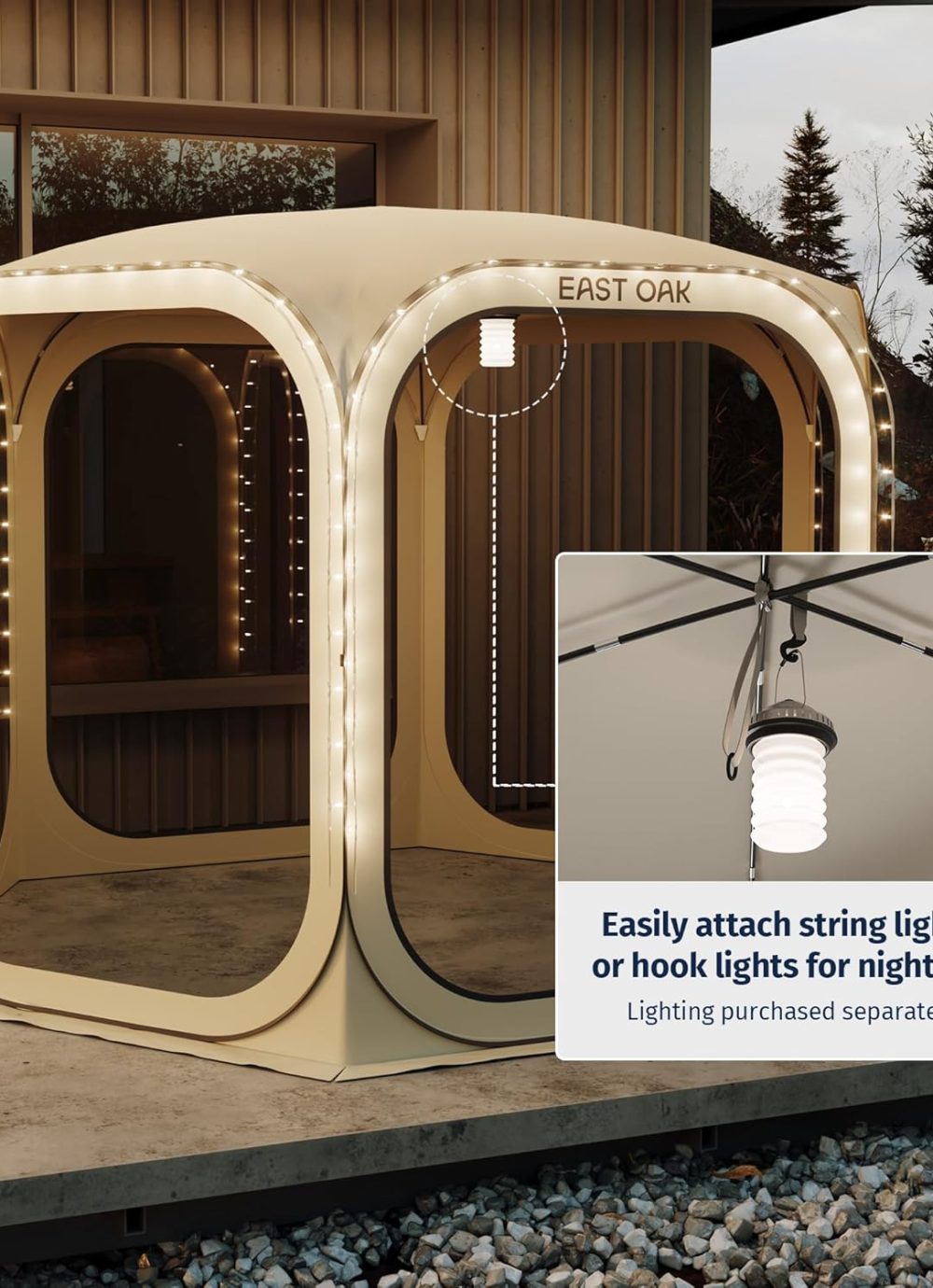 EAST OAK Screen House Tent Pop-Up, Portable Screen Room Canopy Instant Screen Tent 10 x 10 FT with Carry Bag for Patio, Backyard, Deck & Outdoor Activities, Beige - Image 8