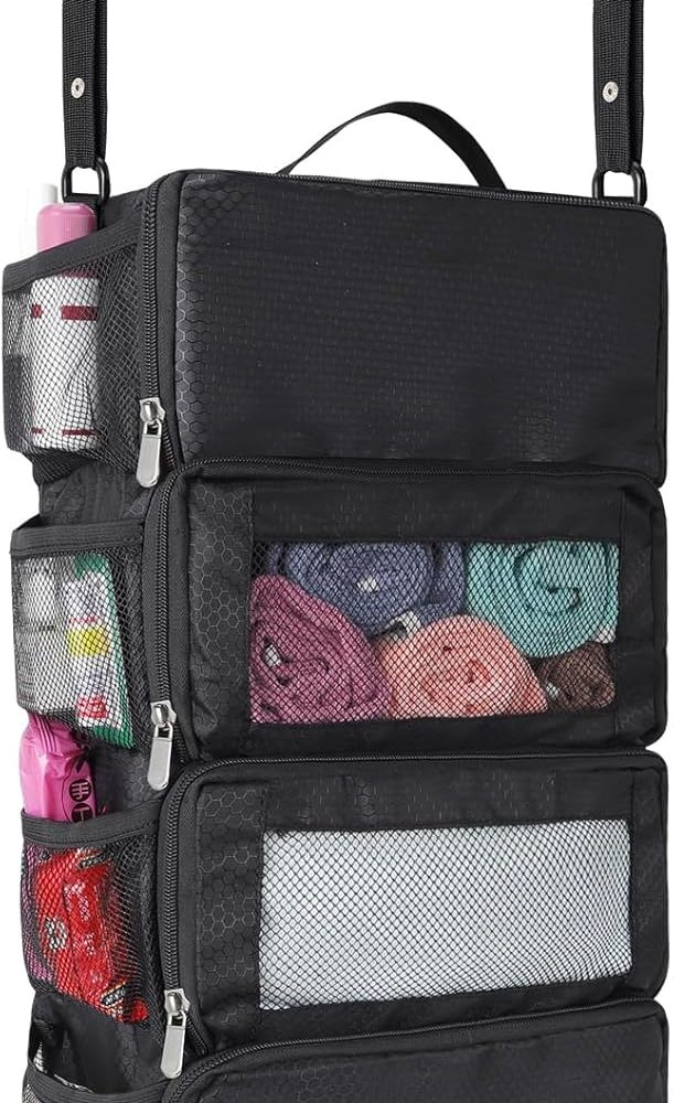 esouler Suitcase Organizer - Hanging Packing Cubes & Portable Travel Shelves for Carry-on (Black, Small)