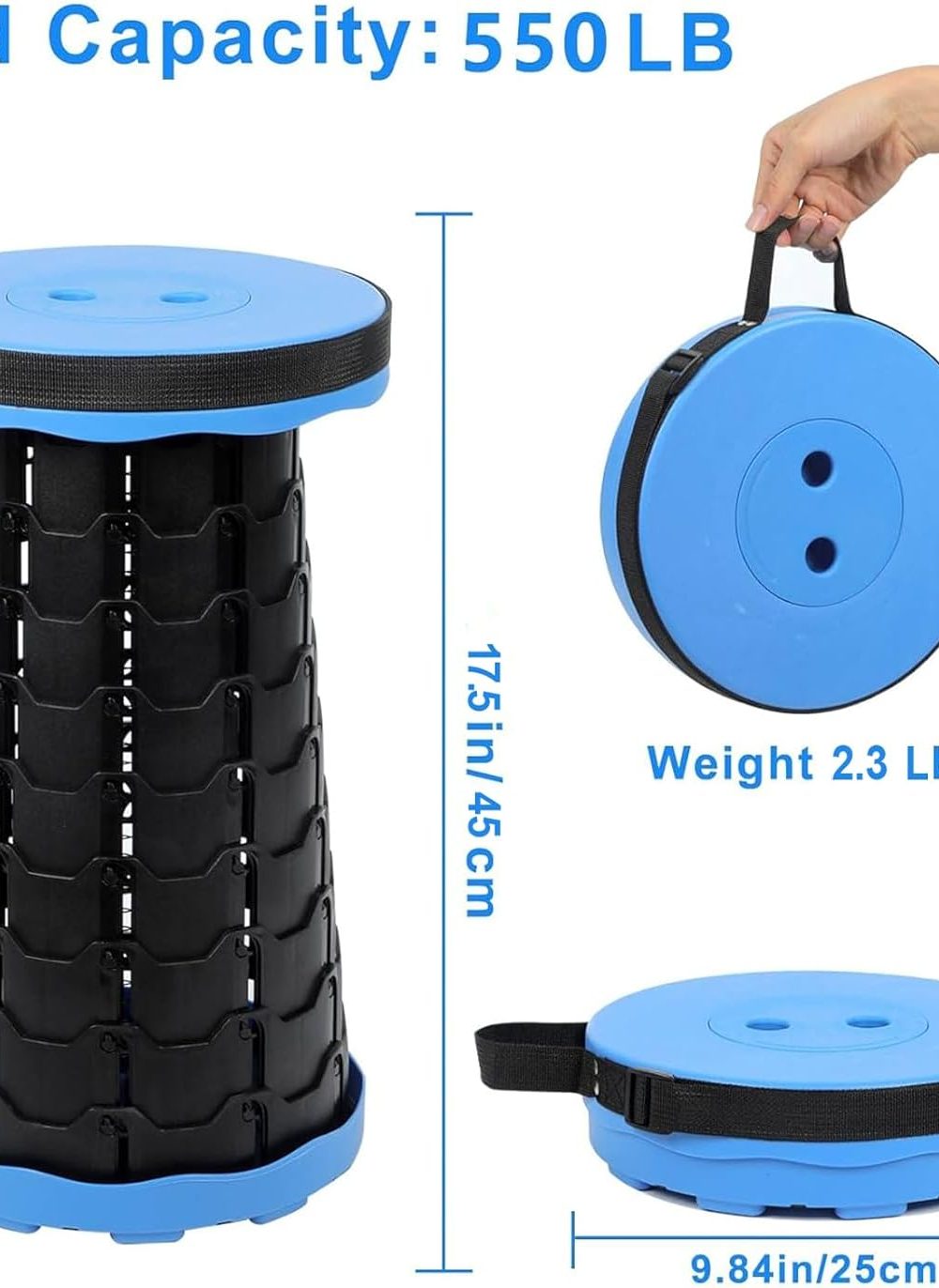 Foldable Telescoping Stool Portable, Retractable Stool for Adults, Upgraded Collapsible Folding Seats with Load Capacity 550lbs, Camping Stools for Adults - Image 2