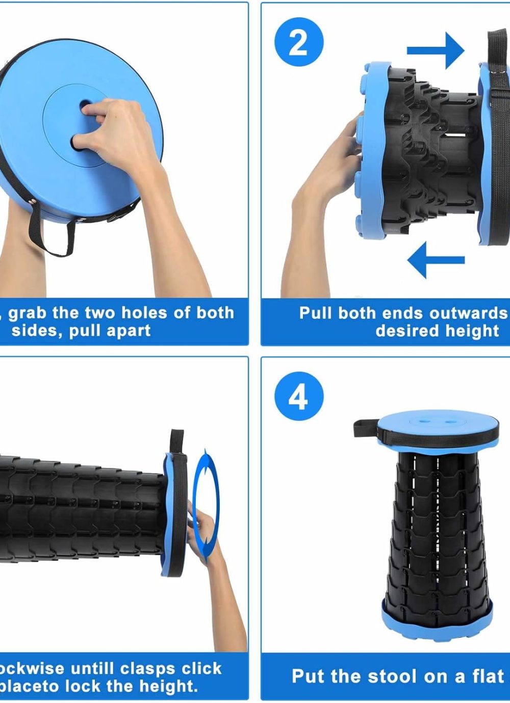 Foldable Telescoping Stool Portable, Retractable Stool for Adults, Upgraded Collapsible Folding Seats with Load Capacity 550lbs, Camping Stools for Adults - Image 4
