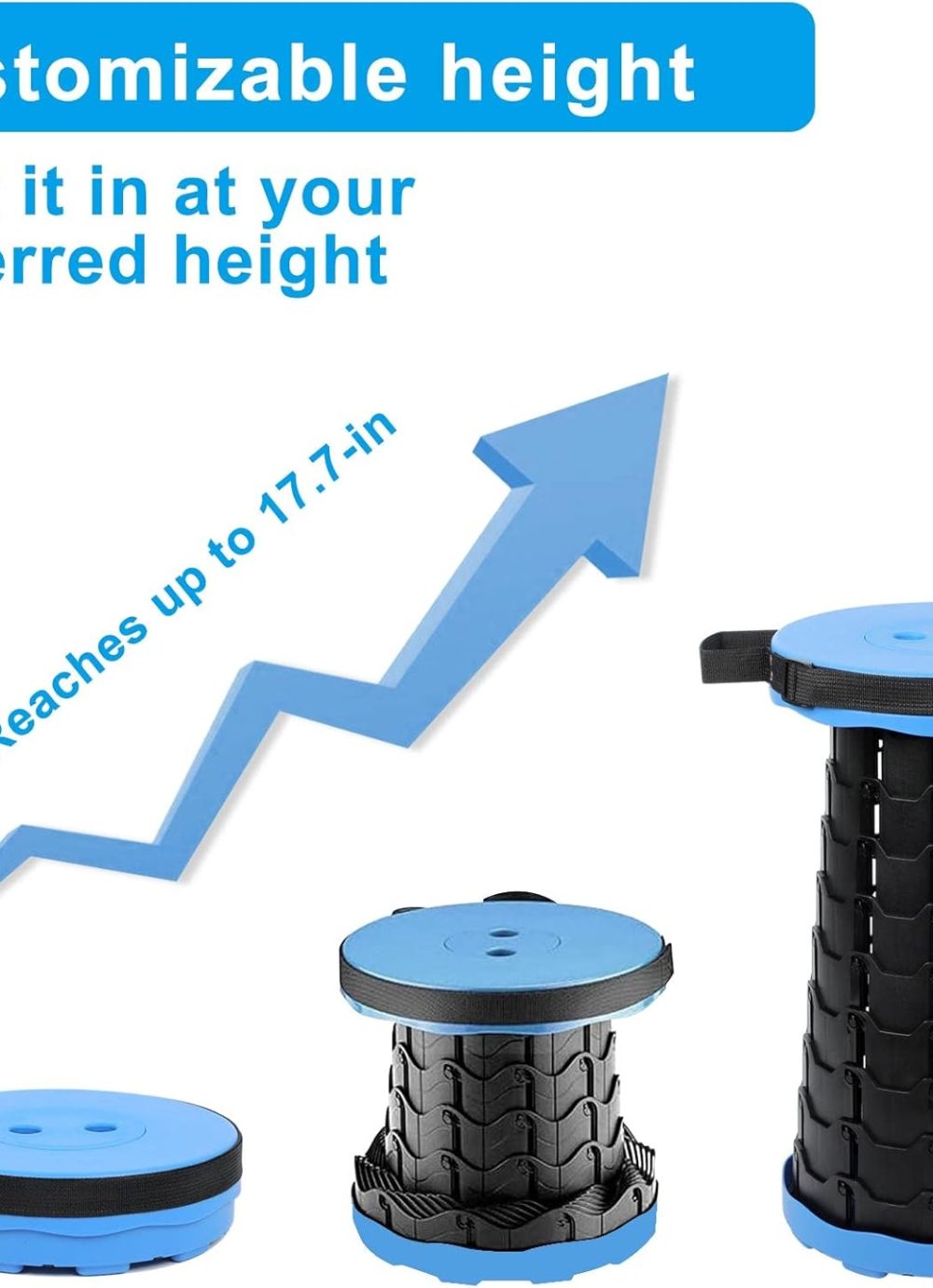 Foldable Telescoping Stool Portable, Retractable Stool for Adults, Upgraded Collapsible Folding Seats with Load Capacity 550lbs, Camping Stools for Adults - Image 5