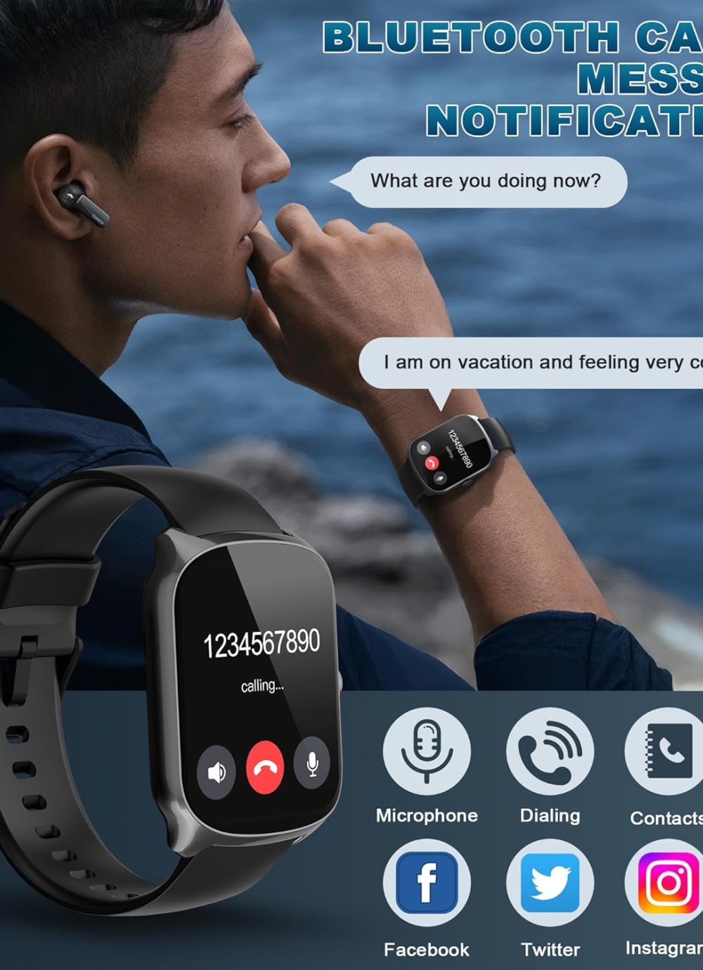 Smart Watch for Men Women, 1.95'' HD Curved Screen Smartwatch(Answer/Make Call), Fitness Tracker with 112 Sport Modes, IP68 Waterproof Fitness Watch with Heart Rate/Sleep Monitor/Pedometer/Calories - Image 2