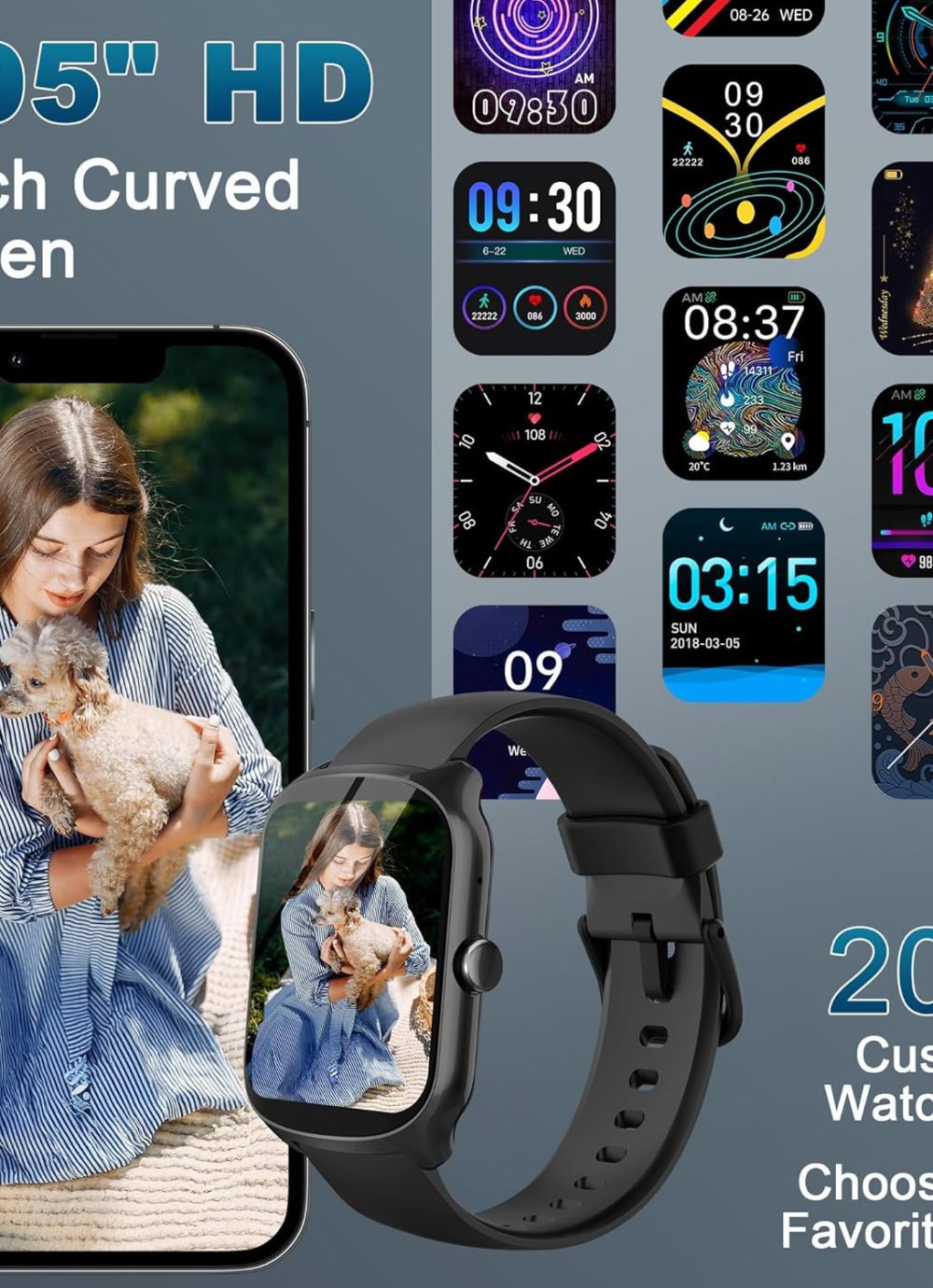 Smart Watch for Men Women, 1.95'' HD Curved Screen Smartwatch(Answer/Make Call), Fitness Tracker with 112 Sport Modes, IP68 Waterproof Fitness Watch with Heart Rate/Sleep Monitor/Pedometer/Calories - Image 4
